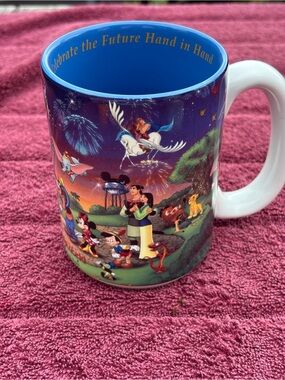 Disney World 2000 Y2K Merch Blue Ceramic Character Coffee Mug